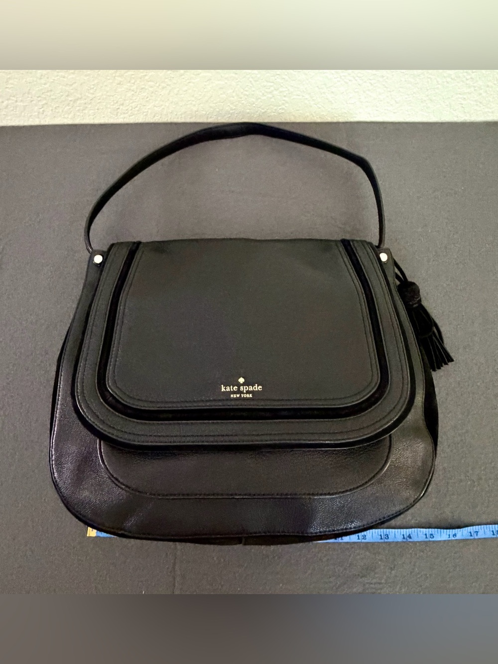 Kate Spade Large Black Leather & Suede Hobo Bag